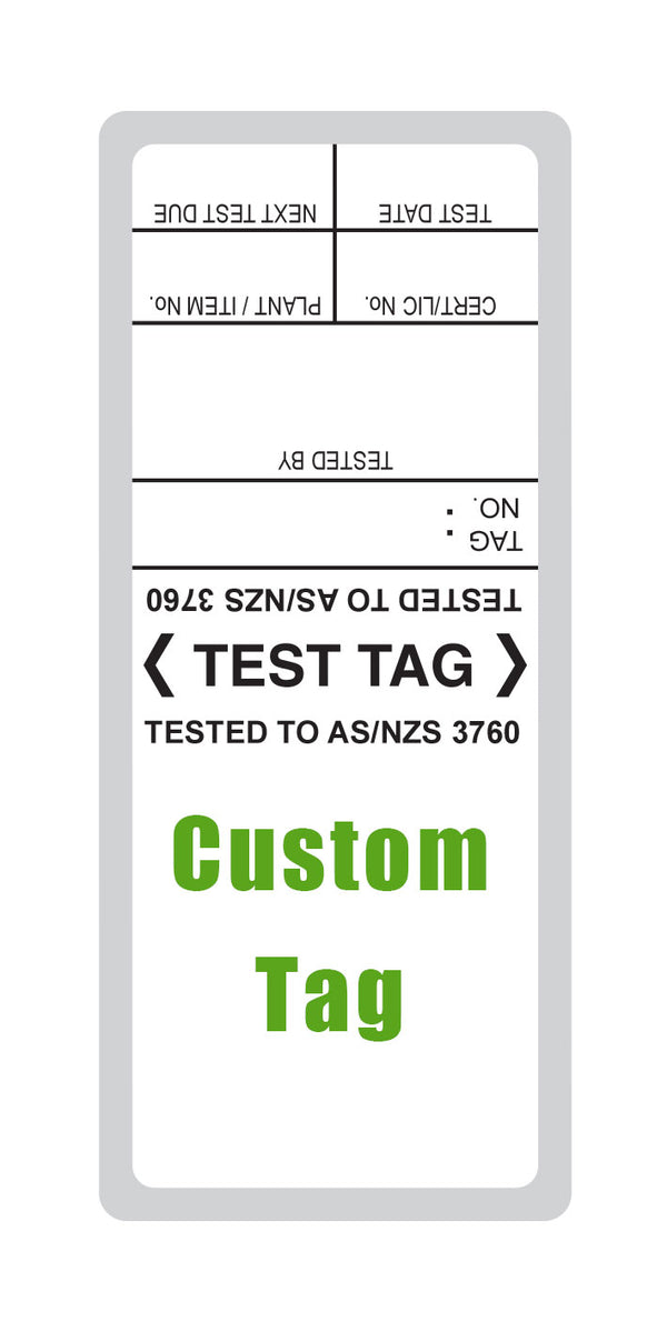 Customised Test Tags – Appliance Testing Supplies