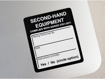 Second Hand Equipment Test Tags