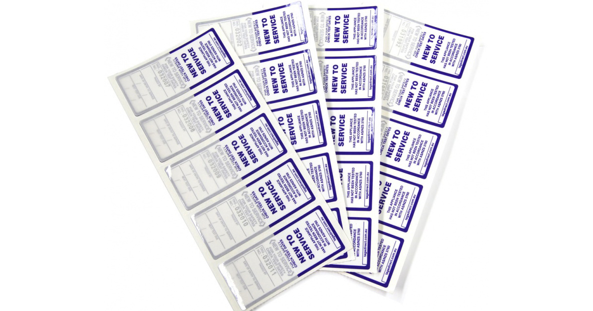 New to Service Test Tags Appliance Testing Supplies